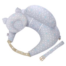 小魚群 月亮枕 Set, 100%棉布套, 高回彈珍珠棉填充物, 灰色