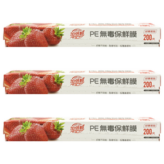 加倍鮮 PE無毒保鮮膜 好撕易黏, 30cm x 200尺, 3盒