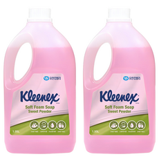 Kleenex 柔軟泡沫洗手皂液補充瓶 Sweet Powder, 1.95L, 2瓶