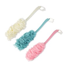 abm 附手柄長柄沐浴巾, 顏色隨機, 3個, 1入