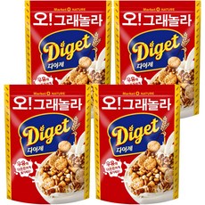 마켓오네이처 오 그래놀라 다이제 시리얼, 250g, 4개