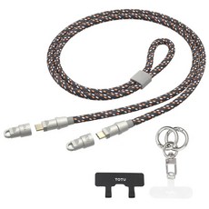 TOTU 拓途 CB-16系列 手機掛繩掛片 Lightning-Type-C iPhone 快充傳輸線, 1.2m, 黑橙, 1條