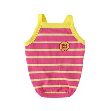 투스투스 강아지 스트라이프 끈나시 여름옷, 핑크, 1개