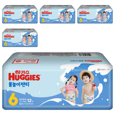 하기스 물놀이 팬티형 수영장 기저귀 아동공용, 60매, 6단계