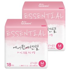 Air QUEEN Essential超薄衛生棉 蝶翼型, M(24.5cm), 18片, 2包