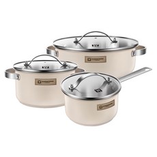 바겐슈타이거 인덕션 파머스 스텐냄비 세트 3개, 파머스 아이보리, 편수냄비18cm+양수냠배20cm+전골냄비26cm, 1세트