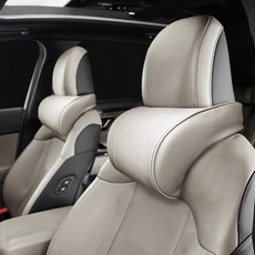 GMZ MOTORS REAL NECK 車用頸枕 皮革記憶棉, 2個, 棉米色