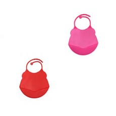 嬰兒素色矽膠圍兜 2入組, 1組, 粉色+紅色