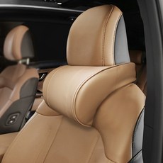 GMZ MOTORS 車用頭枕 皮革記憶棉 NEW REAL NECK 頸枕, 1個, 馬鞍棕