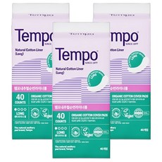 Tempo 天然純棉護墊 加長型, 17.5cm, 40片, 3包