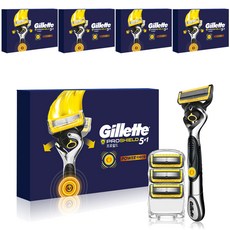 Gillette 吉列 電動刮鬍刀 黃色+刮鬍刀替換刀片 4入組, 5套