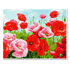 Momofix Painting 帆布框鑽石畫 40 x 50 cm, 粉紅罌粟花田(DI15), 1個