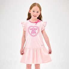 JELISPOON 女童透氣領口撞色蝴蝶結褶皺連身裙