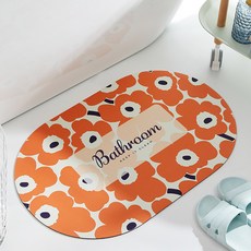 防霉可水沖軟式珪藻土吸水速乾防滑地墊, Bathroom KEEP IT CLEAN, 60 x 40cm, 橙花, 1個