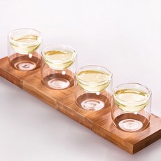 릴리 내열유리 롱 티컵 35ml x 4p + 받침대 4p, 무색, 1세트