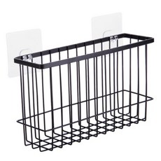 Living Home Detail免打孔智慧黏貼多功能收納置物架, 黑色, 1個