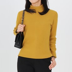 모이르벨라 여성용 소프트 골지 반폴라 기모티셔츠