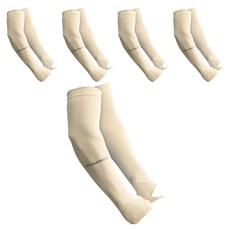 HANWOO 涼感袖套 手背型 工業安全作業用 無縫線 左右, 5套, 膚色