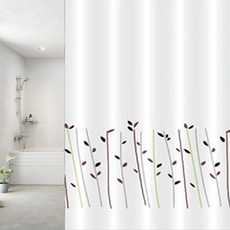 SUNDECO 野花印花織物防水浴簾, 1組, 白色系