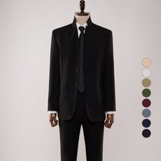 디엘크리 남성용 빅사이즈 베이직핏 스탠딩넥 자켓 + 바지 정장세트