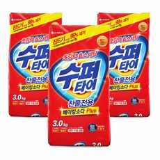 수퍼타이 찬물 전용 실내건조 분말 효소 세탁세제 일반드럼 겸용 리필, 3kg, 3개