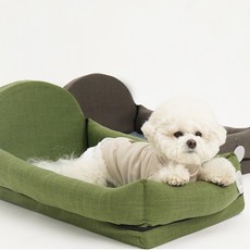 개과천선 반려동물 M 헤드 침대 범퍼형 쿠션, 올리브 그린