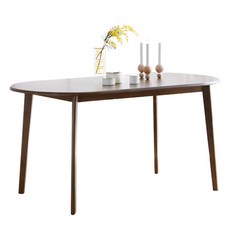 베스트리빙 캔버라 타원형 원목 테이블, 월넛, 6인용