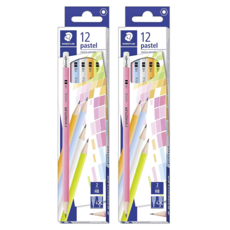 STAEDTLER 施德樓 LUNA粉彩色系木桿鉛筆附擦HB, 粉彩色系, 2盒