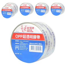 DEER BRAND 鹿頭牌 極透亮 OPP超透明膠帶 60mm x 40Y, 透明色, 6捲