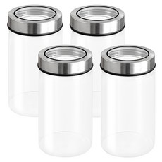 Chinada透明蓋圓形密封玻璃瓶, 750ml, 4個