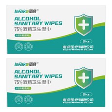 lefeke 秝客 75%酒精濕巾, 1入, 2盒