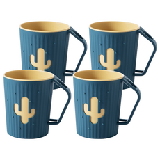 小麥購物 仙人掌漱口杯 G091 64g, 撞色藍, 4個