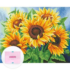DCLARE 相框畫布型鑽石畫 DIY 套組 40 x 50 cm, 1套, 盛開的向日葵
