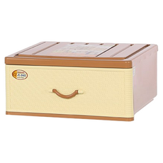 KEYWAY 聯府 特大佐藤抽屜整理箱 34.5L 2個, 棕色 + 黃色, 1組