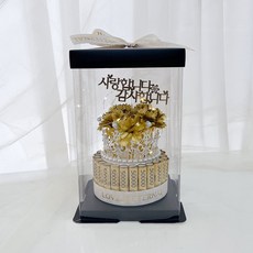 러블리팜 조화 LED 티아라 용돈 홀더 카네이션 케이크 + 쇼핑백, 1개, 골드