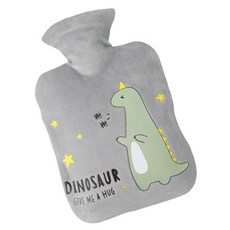 三次方 絨毛熱水袋 FK028-A4 灰色恐龍 500ml, 1個