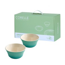 Corelle 康寧 陶瓷麵碗, 綠色, 2個