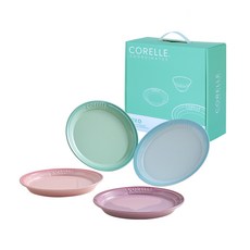 CORELLE COORDINATES 圓形盤4件組, 藍色 + 紫色 + 綠色 + 粉紅色, 1套