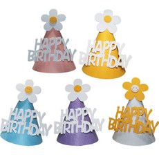 生日派對帽 5入組, 1套, 粉色、黃色、藍色、紫色、白色