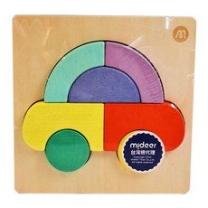 mideer 木質積木拼圖 汽車, 7片, 1組