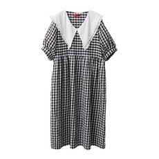 PANG PANG SHOP 翻領格紋孕婦連身裙