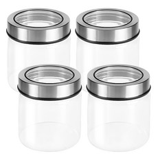 HelloKitchen 透明蓋圓形耐熱玻璃瓶, 400ml, 4個