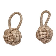 Little poppet 小小毛孩 寵物棉麻耐咬繩結玩具 單耳球2入組, 卡其色, 1組