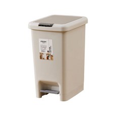 德利生活 雙開蓋垃圾桶 15L 手按+腳踩 防水防異味, 30.5 x 22 x 39.5cm, 灰色, 1個