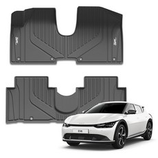 3W 環保材質汽車3D地墊, 黑色, 起亞EV6(2021.08~2024.06)