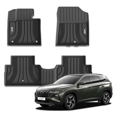 3W 環保材質汽車3D地墊, 黑色, 現代途勝NX4 October 2020~（汽油/柴油）