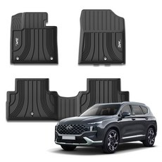 3W 環保材質汽車3D地墊, 黑色, 現代新聖達菲混合動力車 2020 年 7 月~