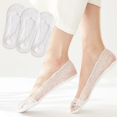 두발로 여성용 논슬립 레이스 덧신 3켤레 세트