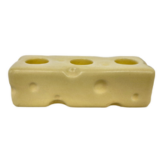 WARM HOUSE DECOR 暖&和家居 起司造型牙刷架 三孔 陶瓷牙刷收納 浴室收納 電動牙刷收納, 奶油黃, 1個