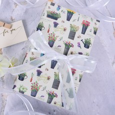 復古花朵雙面皮革感包裝紙, 花盆, 20個